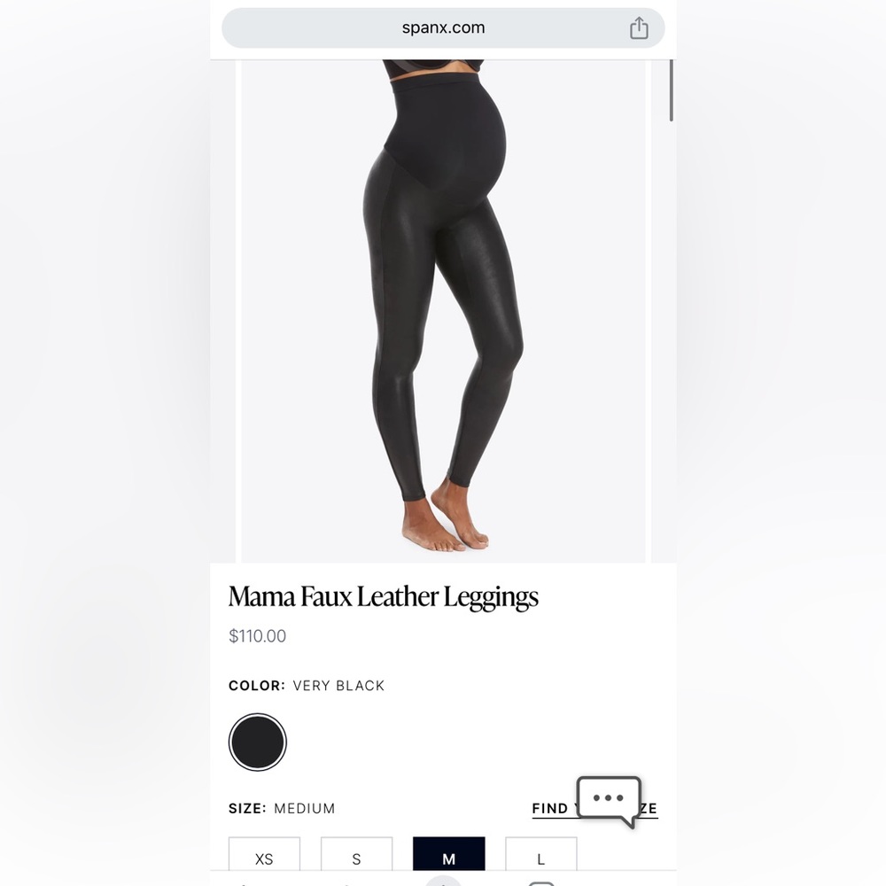 Spanx faux leather maternity leggings - medium